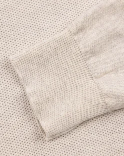 Creme beige basis pullover met halve rits