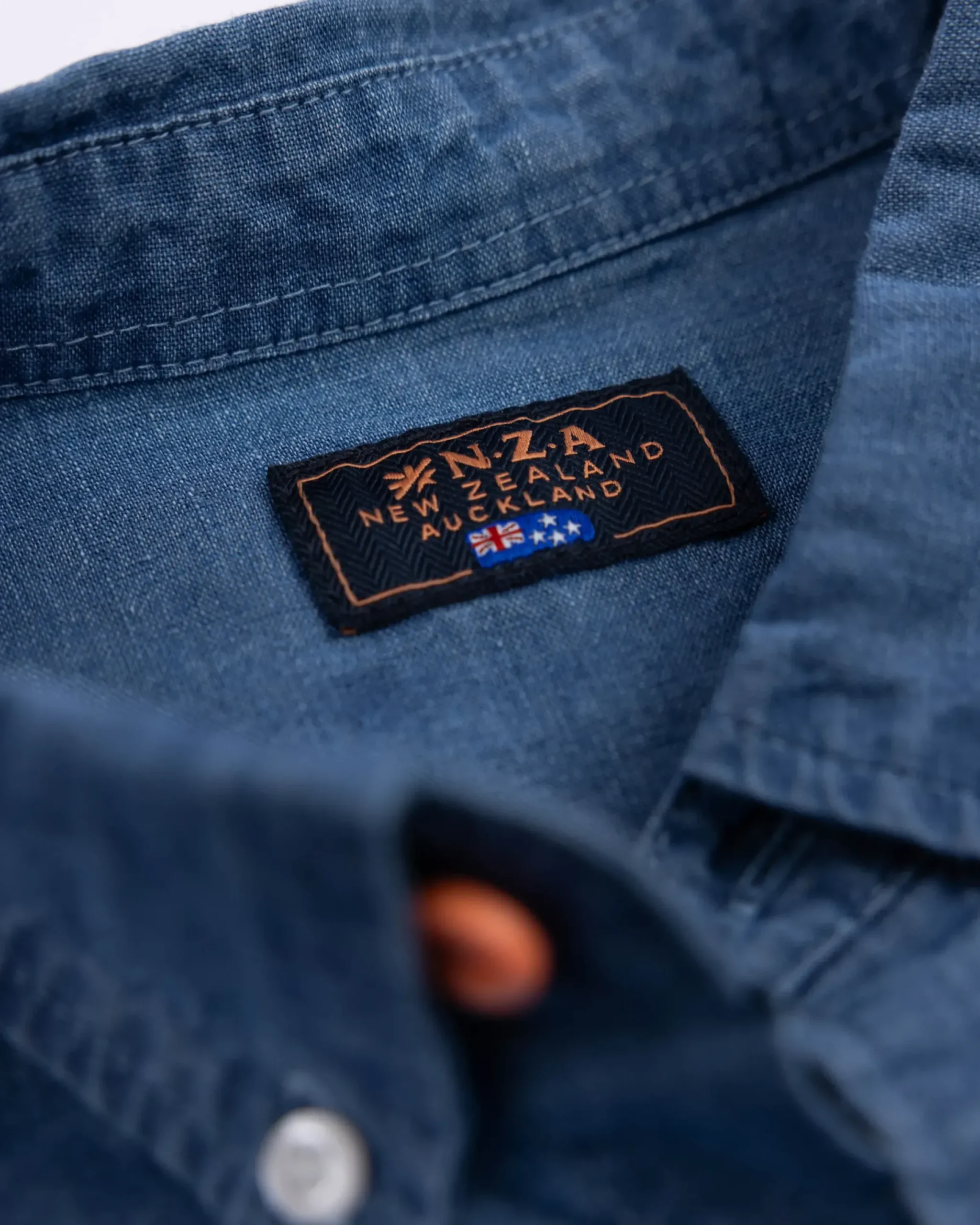 Denim overhemd van katoen met linnen