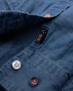 Denim overhemd van katoen met linnen