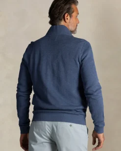 Donkerblauwe katoenen trui met rits