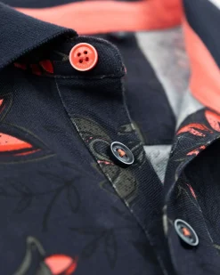 Donkerblauwe polo met bloemenprint - Traditional Navy