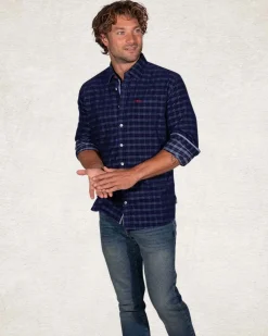 Donkerblauw katoenen corduroy shirt - Pitch navy