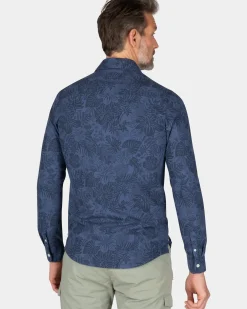 Donkerblauw overhemd met bloemen - Dusk Navy