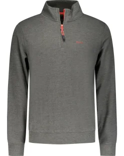 Donkergroene fleece sweater met halve rits - Gravel Green