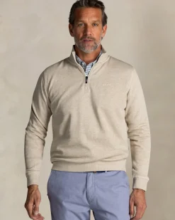 Ecru half zip katoenen trui