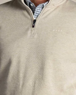 Ecru half zip katoenen trui