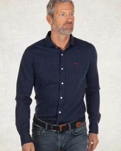 Effen blauw katoenen overhemd - Pitch navy