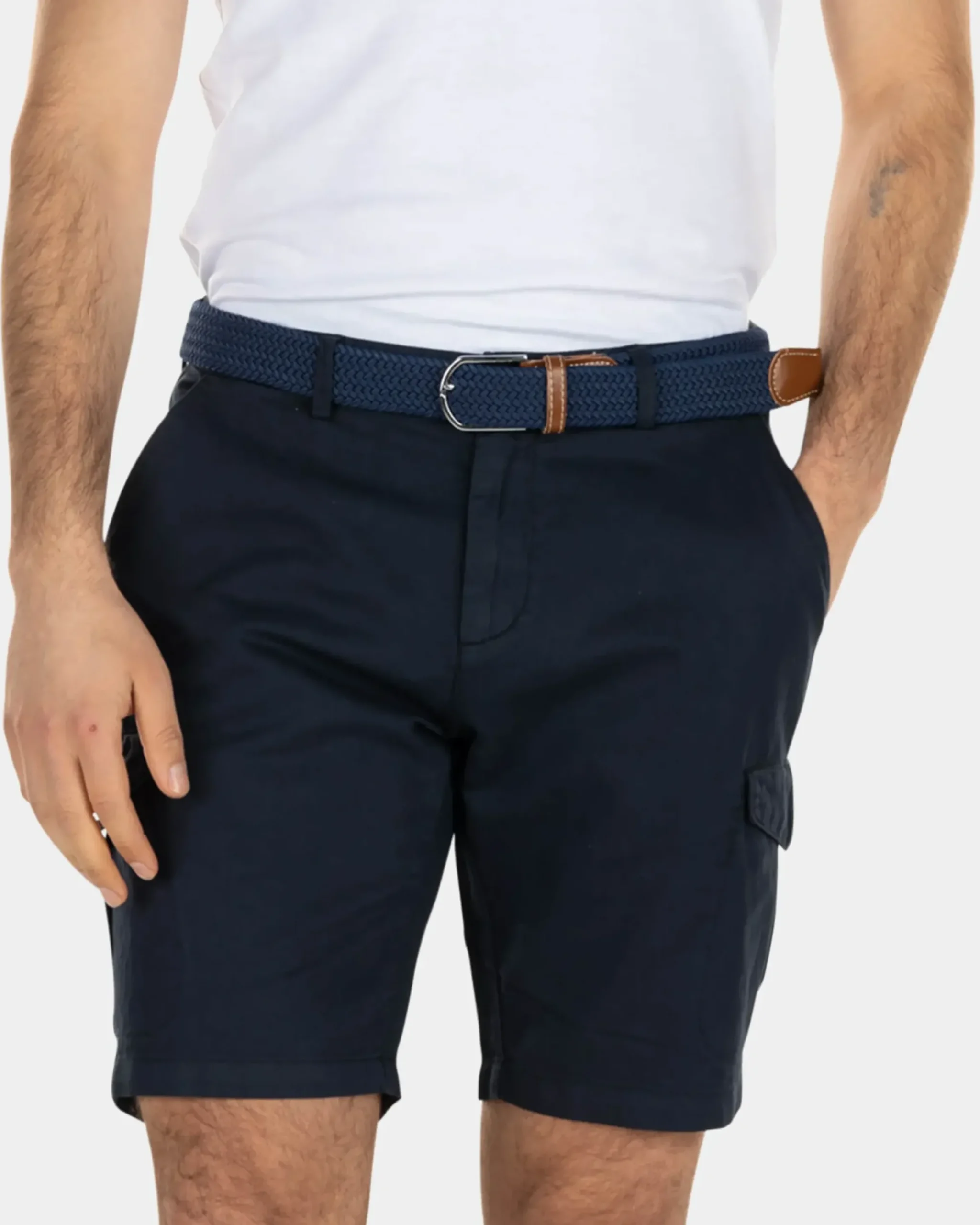 Effen cargo shorts met linnen - High Summer Navy