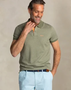 Effen groene polo met oranje details
