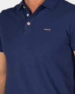 Effen katoenen blauwe polo