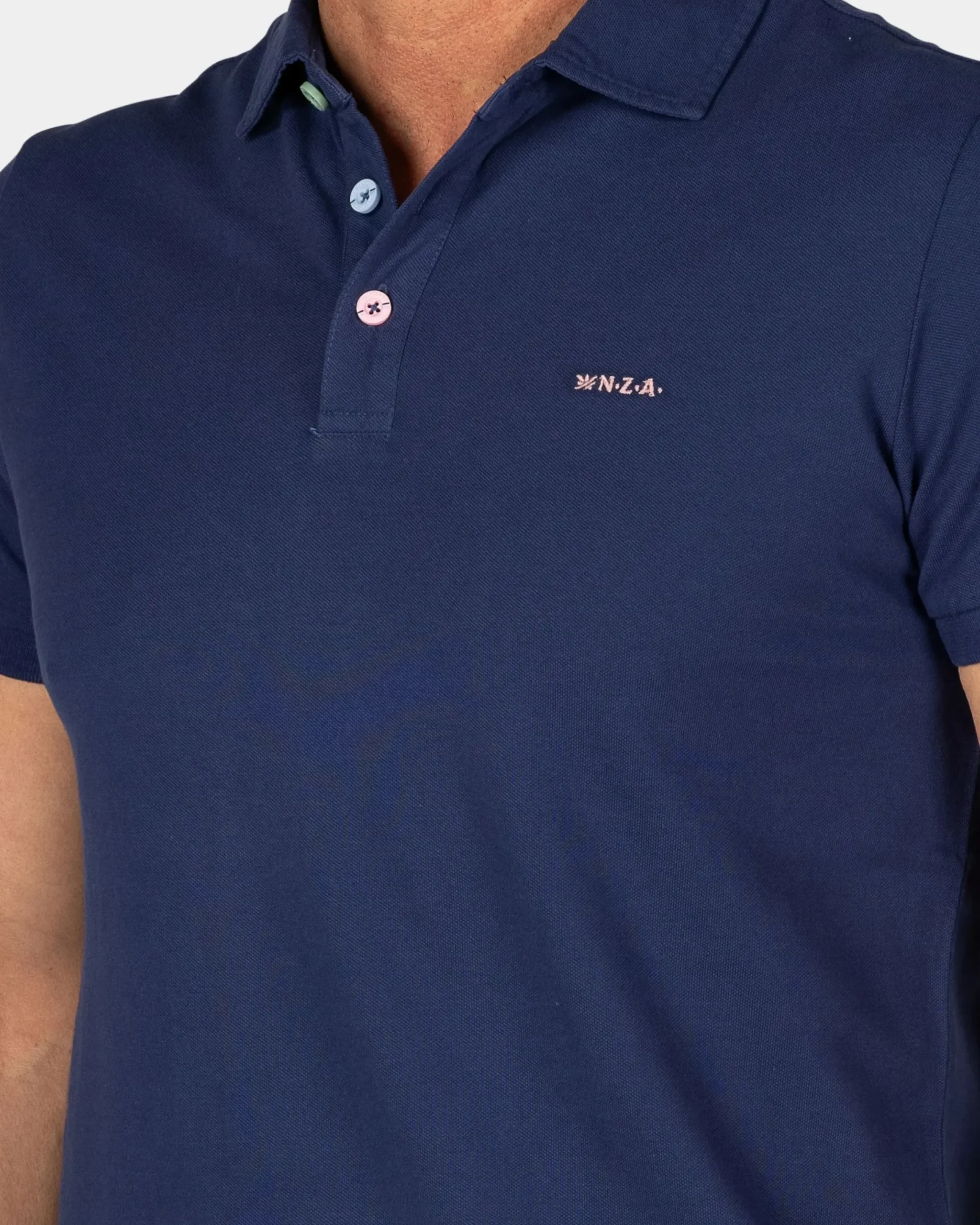 Effen katoenen blauwe polo