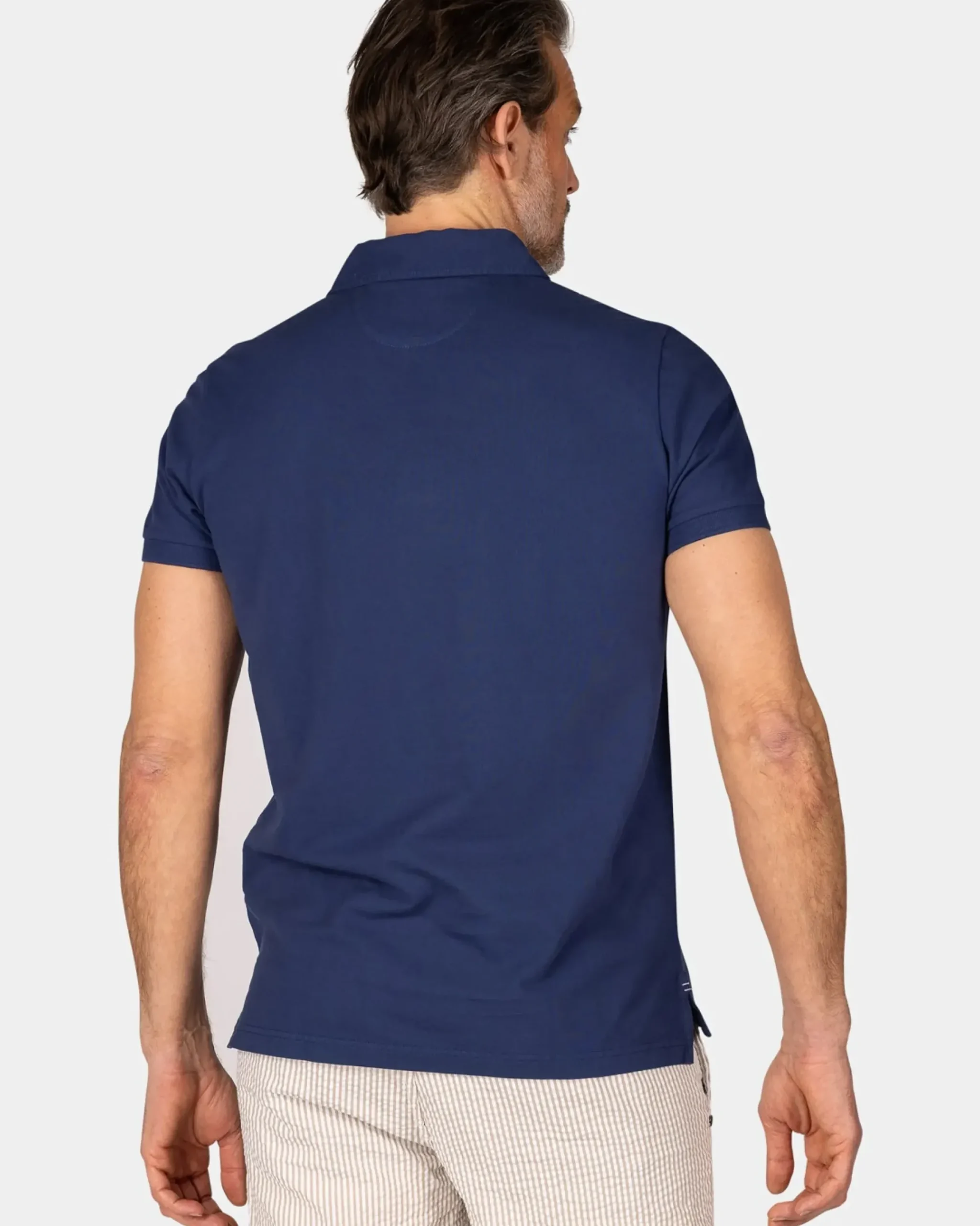 Effen katoenen blauwe polo