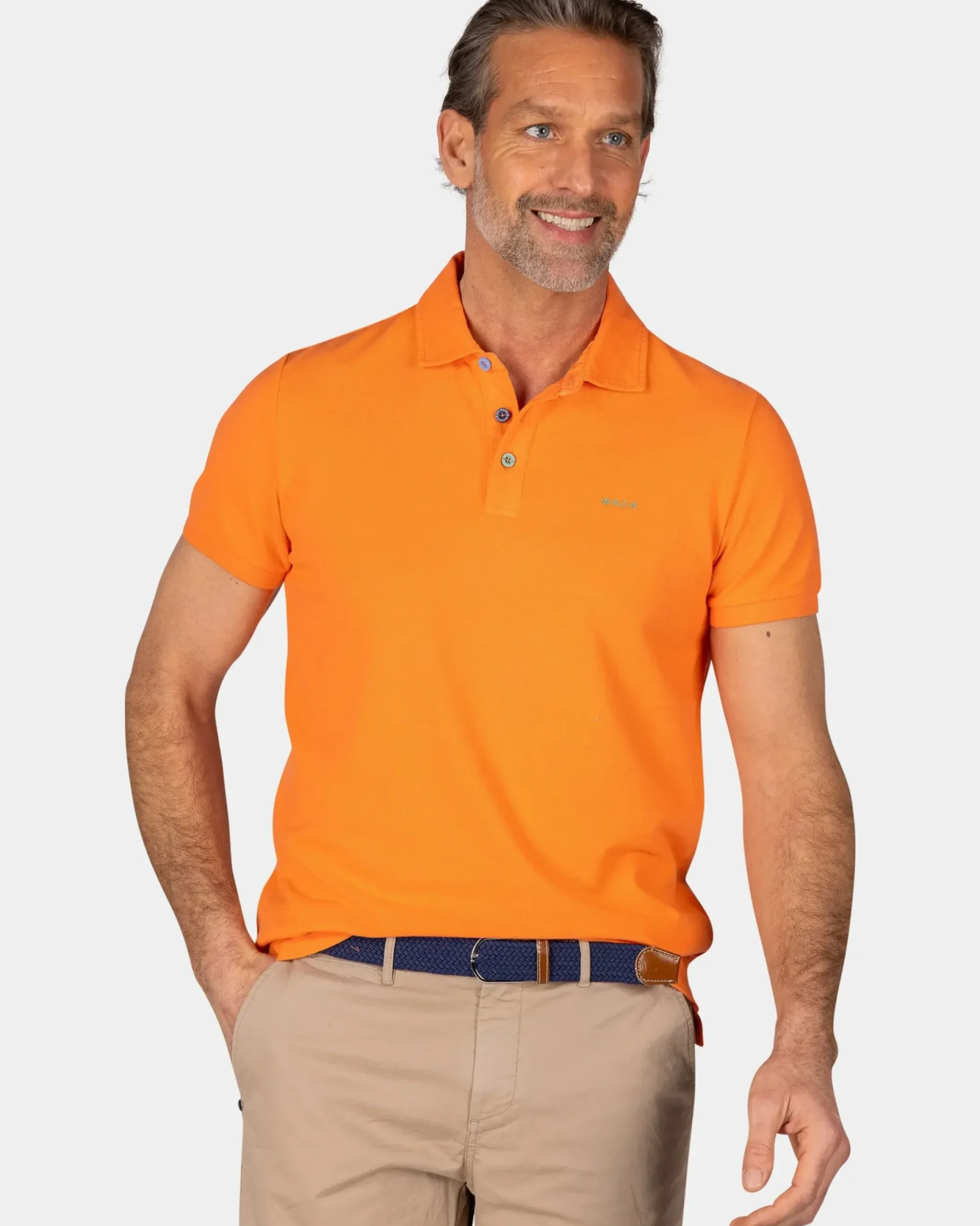 Effen katoenen oranje polo