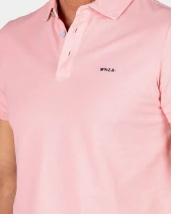 Effen katoenen pastelroze polo
