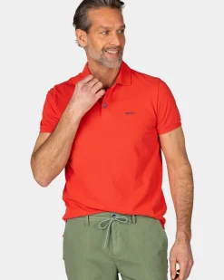 Effen katoenen roodoranje polo