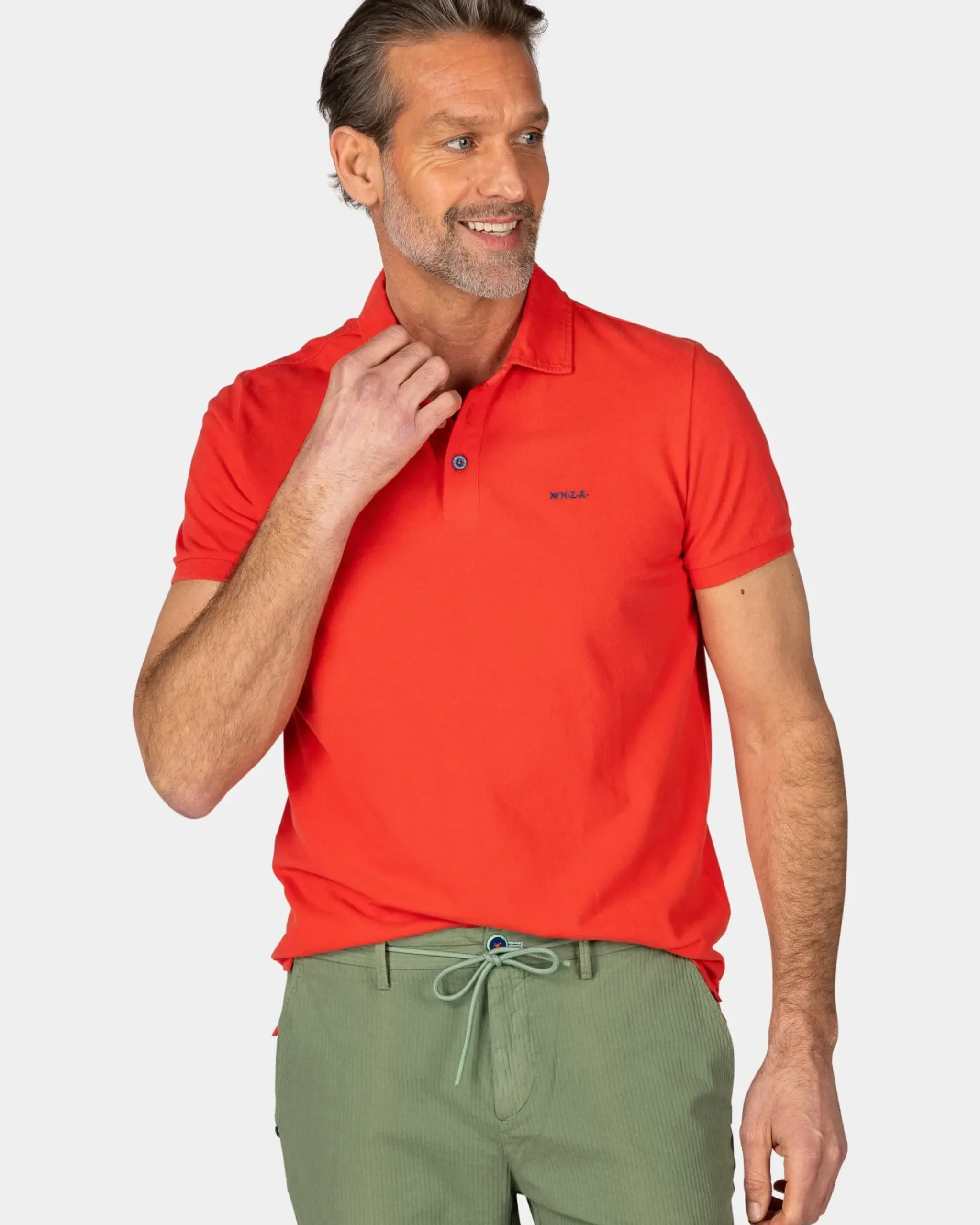 Effen katoenen roodoranje polo