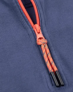 Effen katoenen trui met rits - Dusk Navy