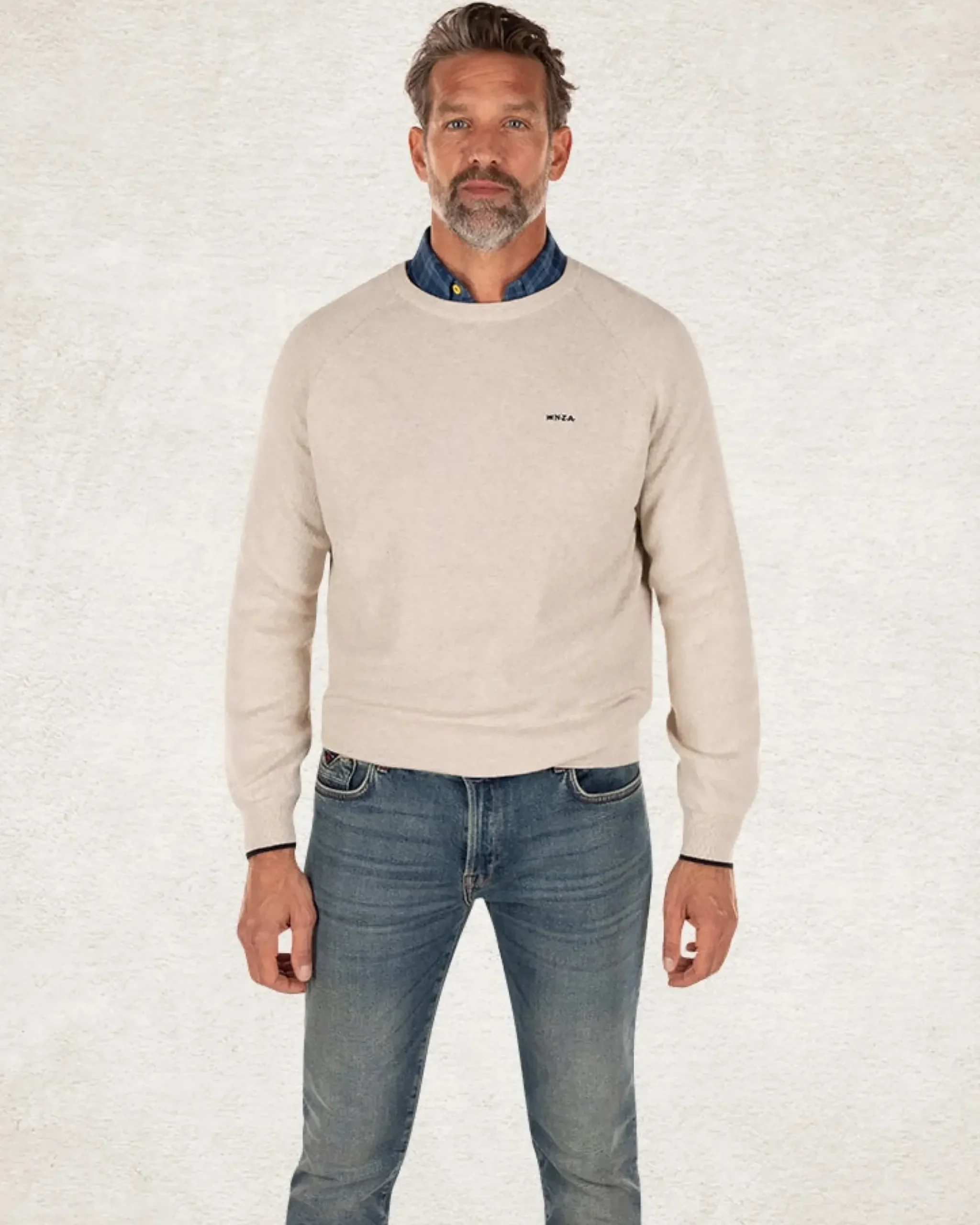 Effen katoenen trui met ronde hals - Shadow White