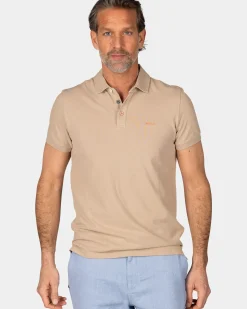 Effen katoenen zandkleurige polo