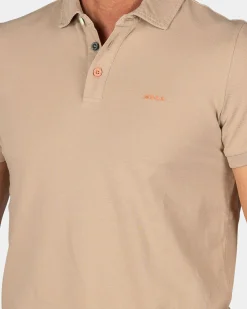 Effen katoenen zandkleurige polo