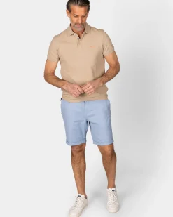 Effen katoenen zandkleurige polo