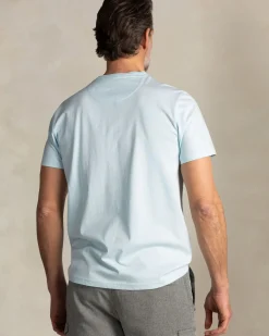 Effen lichtblauw katoenen t-shirt met ronde hals