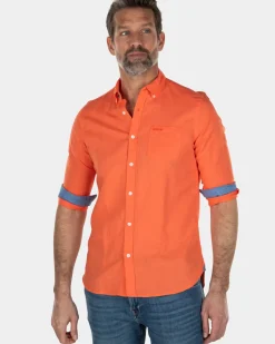 Effen linnen overhemd - Burned Orange