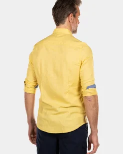 Effen linnen overhemd in veel kleuren - Iguana Yellow