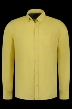 Effen linnen overhemd in veel kleuren - Iguana Yellow