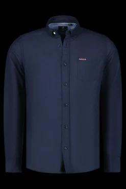 Effen linnen overhemd - Traditional Navy