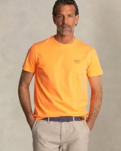 Effen oranje katoenen t-shirt met ronde hals