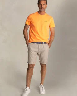 Effen oranje katoenen t-shirt met ronde hals