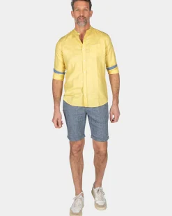 Effen overhemd zonder kraag - Iguana Yellow