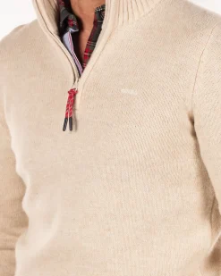 Effen pullover met halve rits - Milky Ecru