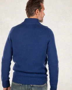 Effen pullover met halve rits - Bright Water Blue
