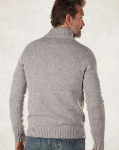 Effen pullover met halve rits - Grey Melange