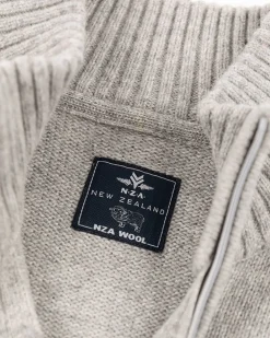 Effen pullover met halve rits - Grey Melange