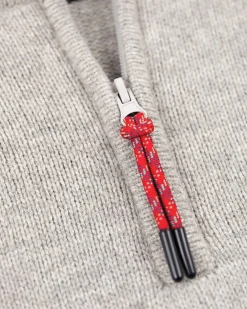 Effen pullover met halve rits - Grey Melange