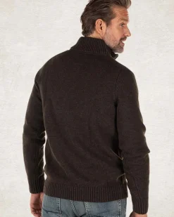 Effen pullover met halve rits - Smoked Green