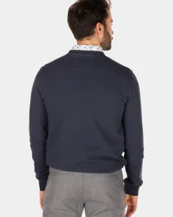 Effen sweater met ronde hals - Traditional Navy