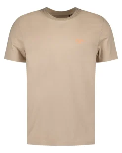 Effen taupe katoenen t-shirt met ronde hals