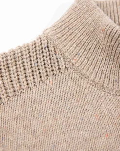 Effen trui met halve knoopssluiting - Sahara Sand
