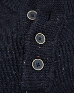 Effen trui met halve knoopssluiting - Pitch Navy