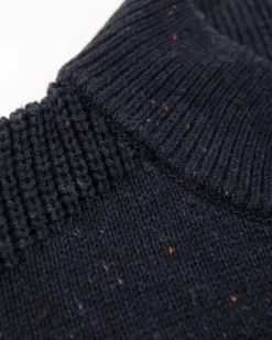 Effen trui met halve knoopssluiting - Pitch Navy