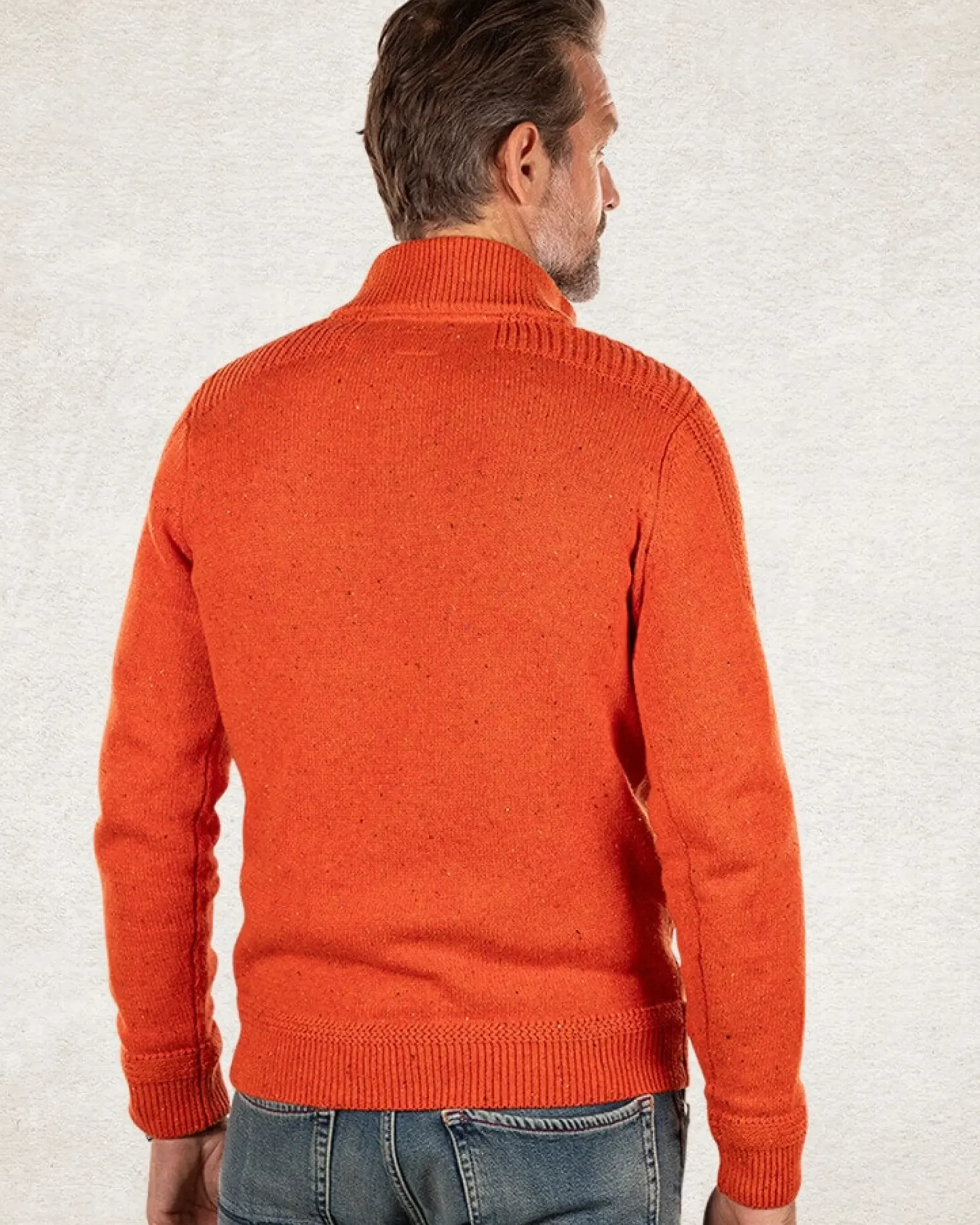 Effen trui met halve knoopssluiting - Ginger Orange