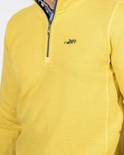 Effen trui met halve rits Arapohue - Sunbeam Yellow