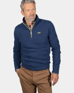 Effen trui met halve rits Arapohue - Storm Blue