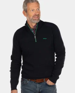 Effen trui met halve rits Oroua - Steady Navy