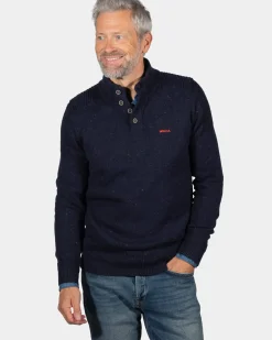 Effen trui met knopen Brownlee - Ink Navy