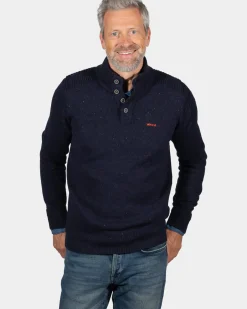 Effen trui met knopen Brownlee - Ink Navy